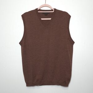 Toscano Made in Italy 100% Merino Wool Sweater Vest Brown V-Neck Grandpa Medium